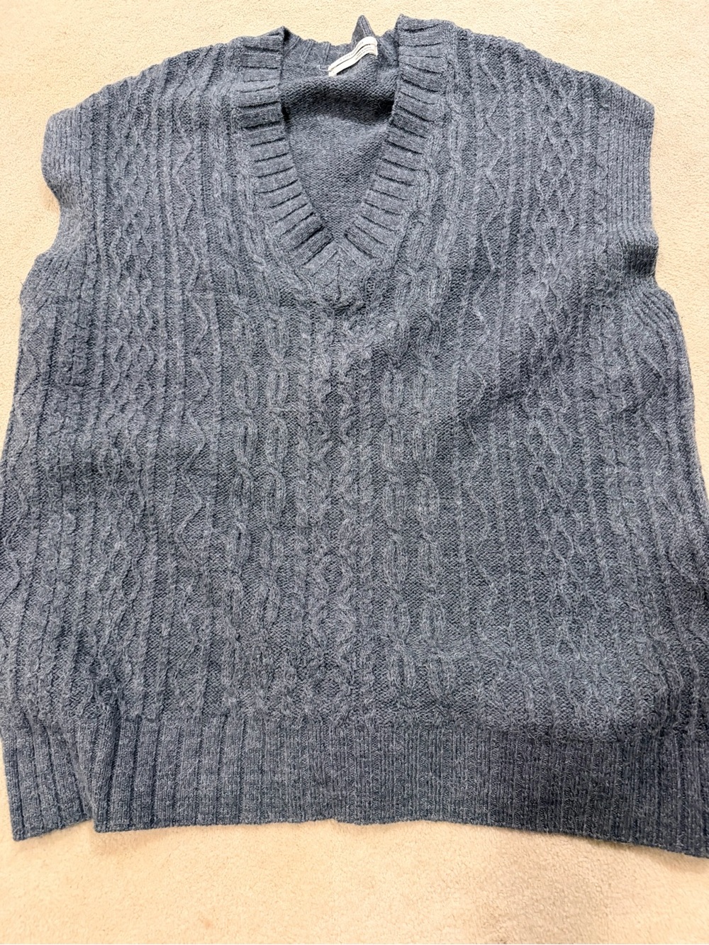 Anthropologie Heathered Charcoal Cable Knit Vest